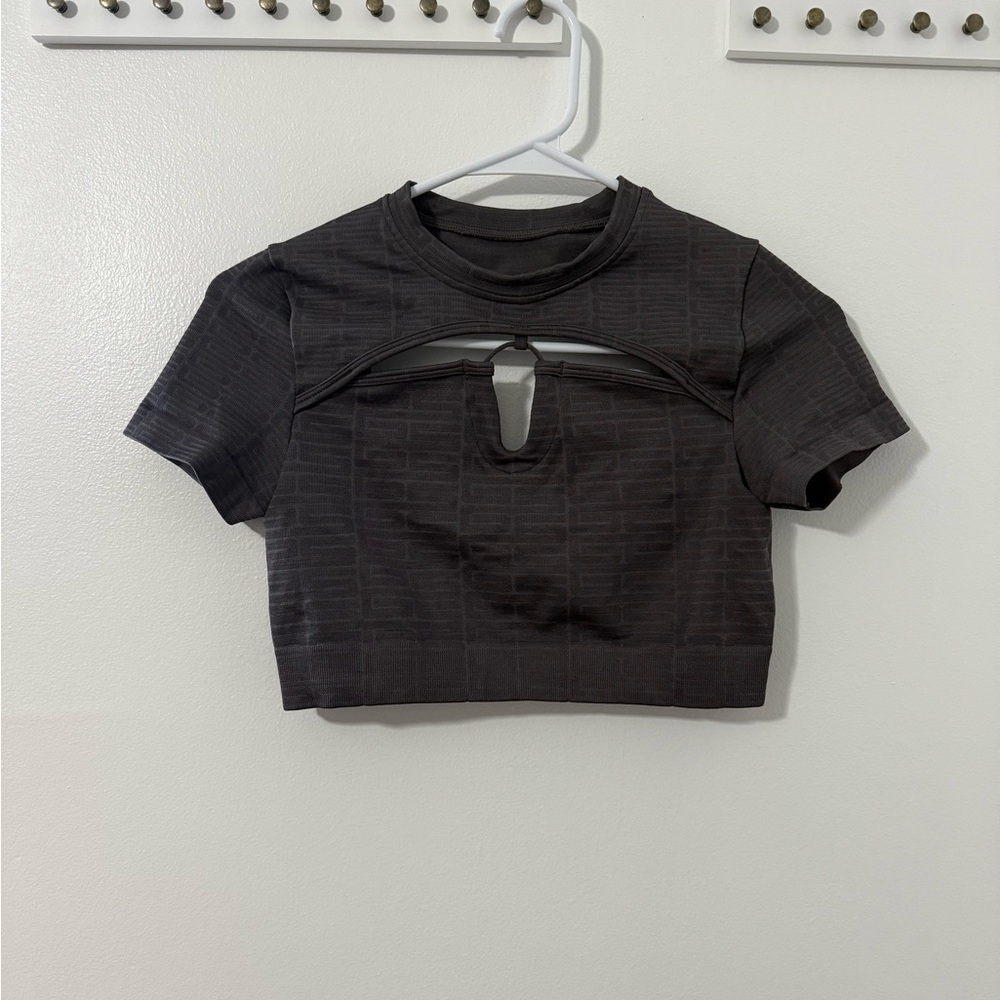 Gymshark Gray Cut-Out Crop T-Shirt